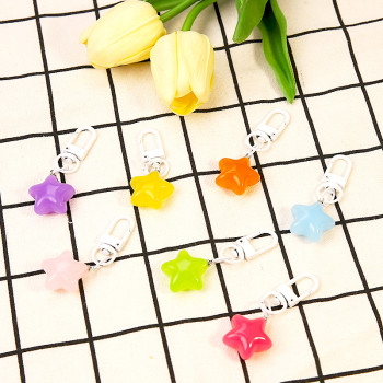 Candy color creative cute transparent jelly star keychain diy jewelry pendant chubby flash bag accessories