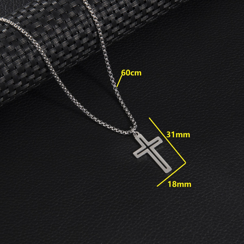 Foreign trade stainless steel pendant cross men's necklace hip-hop clothing accessories accessories personalized jewelry cross-border wholesale