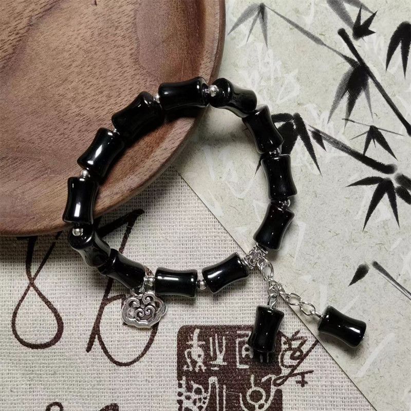 New Chinese style national style bamboo safety lock tassel bracelet design niche bracelet personality temperament men and women retro