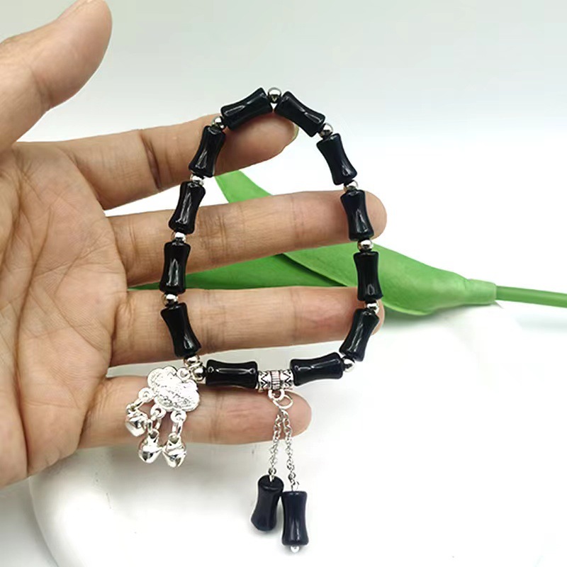 New Chinese style national style bamboo safety lock tassel bracelet design niche bracelet personality temperament men and women retro