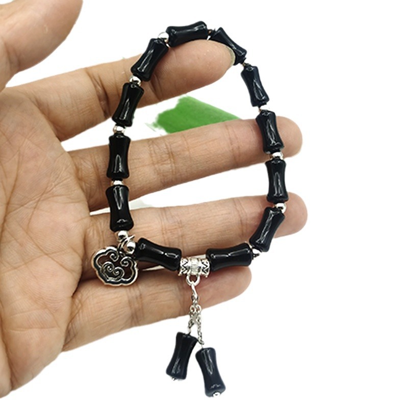 New Chinese style national style bamboo safety lock tassel bracelet design niche bracelet personality temperament men and women retro