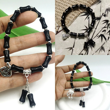 New Chinese style national style bamboo safety lock tassel bracelet design niche bracelet personality temperament men and women retro