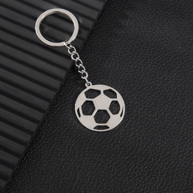 Cross-border stainless steel keychain fashionable non-fading geometric round volleyball football pendant animal pendant wholesale