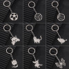 Cross-border stainless steel keychain fashionable non-fading geometric round volleyball football pendant animal pendant wholesale