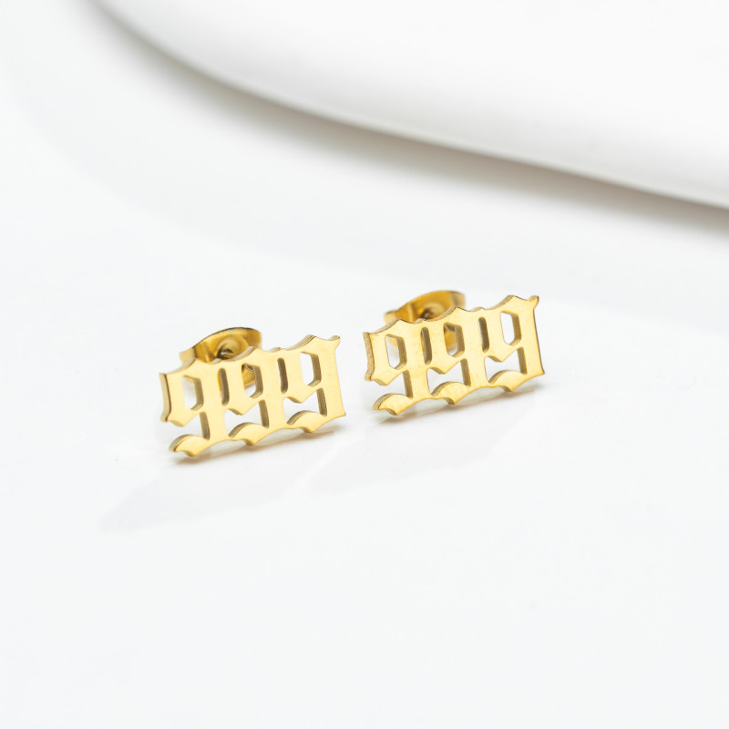 Cross-border new stainless steel fashionable personalized digital combination 111-999 earrings for girls simple mini earrings