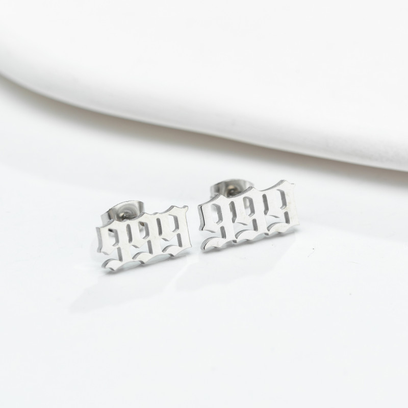 Cross-border new stainless steel fashionable personalized digital combination 111-999 earrings for girls simple mini earrings