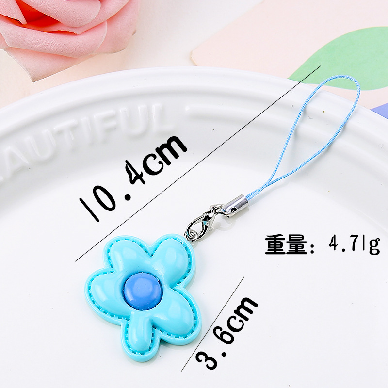 Glossy dopamine candy color keychain pendant, five-petal flower diy handmade jewelry accessories pendant for best friends