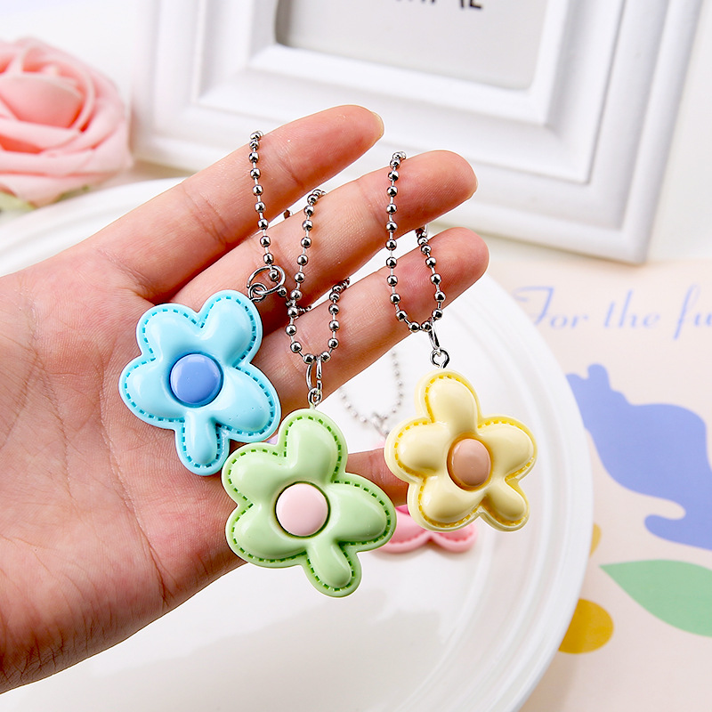 Glossy dopamine candy color keychain pendant, five-petal flower diy handmade jewelry accessories pendant for best friends