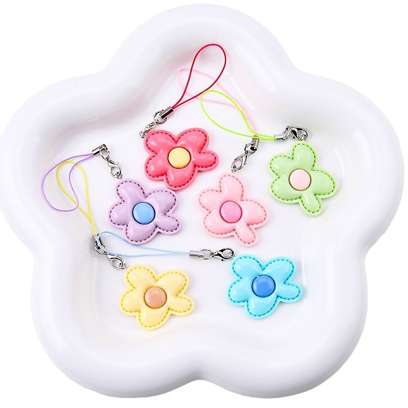 Glossy dopamine candy color keychain pendant, five-petal flower diy handmade jewelry accessories pendant for best friends