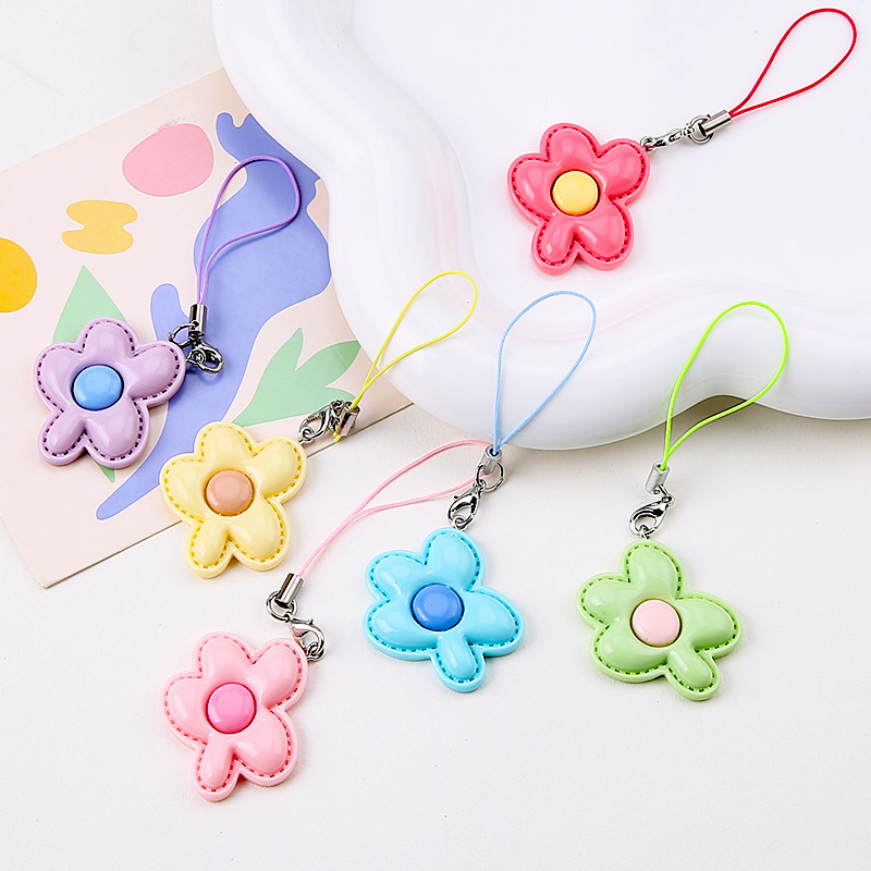 Glossy dopamine candy color keychain pendant, five-petal flower diy handmade jewelry accessories pendant for best friends