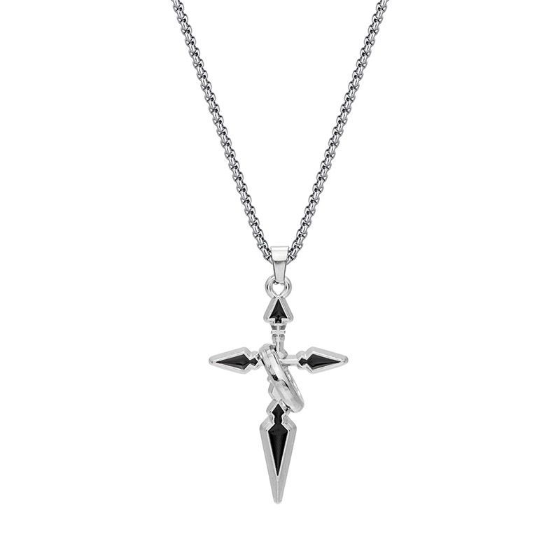 National fashion brand cross necklace for men and women, new Chinese style personality street retro pendant couple design fashion necklace
