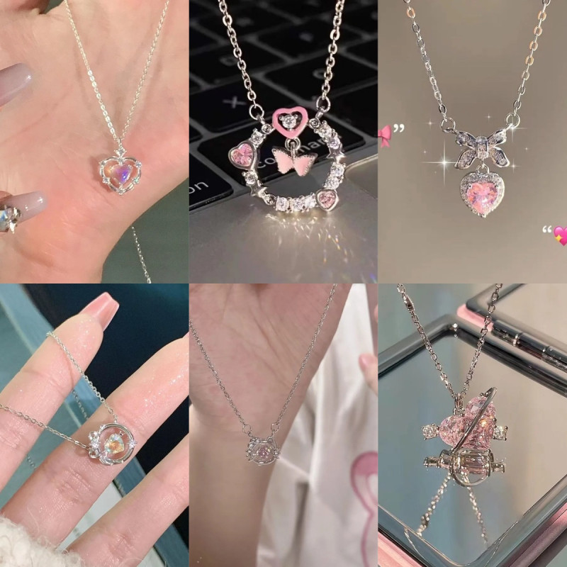 Six-piece necklace set for students sweet love love female clavicle chain niche high-end design necklace ins style