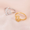European and American 18K gold rings fashion couple style stainless steel spider web butterfly bird ring opening cross-border accessories