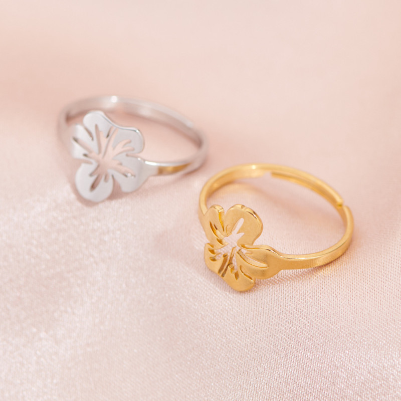 European and American 18K gold rings fashion couple style stainless steel spider web butterfly bird ring opening cross-border accessories