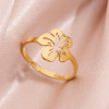 European and American 18K gold rings fashion couple style stainless steel spider web butterfly bird ring opening cross-border accessories