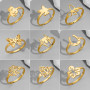 European and American 18K gold rings fashion couple style stainless steel spider web butterfly bird ring opening cross-border accessories