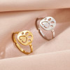 Stainless steel ring female niche light luxury cute little animal turtle penguin rabbit bat butterfly open ring