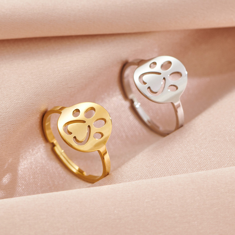 Stainless steel ring female niche light luxury cute little animal turtle penguin rabbit bat butterfly open ring