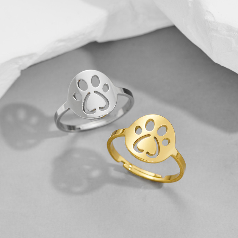 Stainless steel ring female niche light luxury cute little animal turtle penguin rabbit bat butterfly open ring