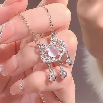 Xiangyun Bell Safe Lock Necklace for Women New Chinese Style Niche Rabbit Clavicle Chain Best Friend Gift for Girls