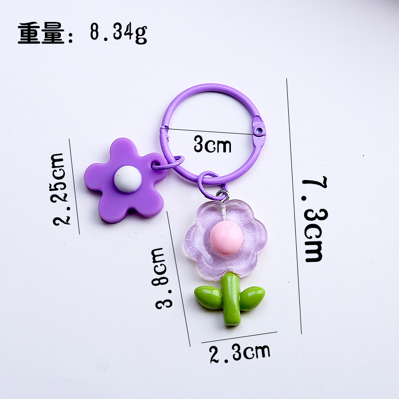 ins mixed color soft glue small flower key ring pendant small fresh personalized resin flower bag pendant small gift