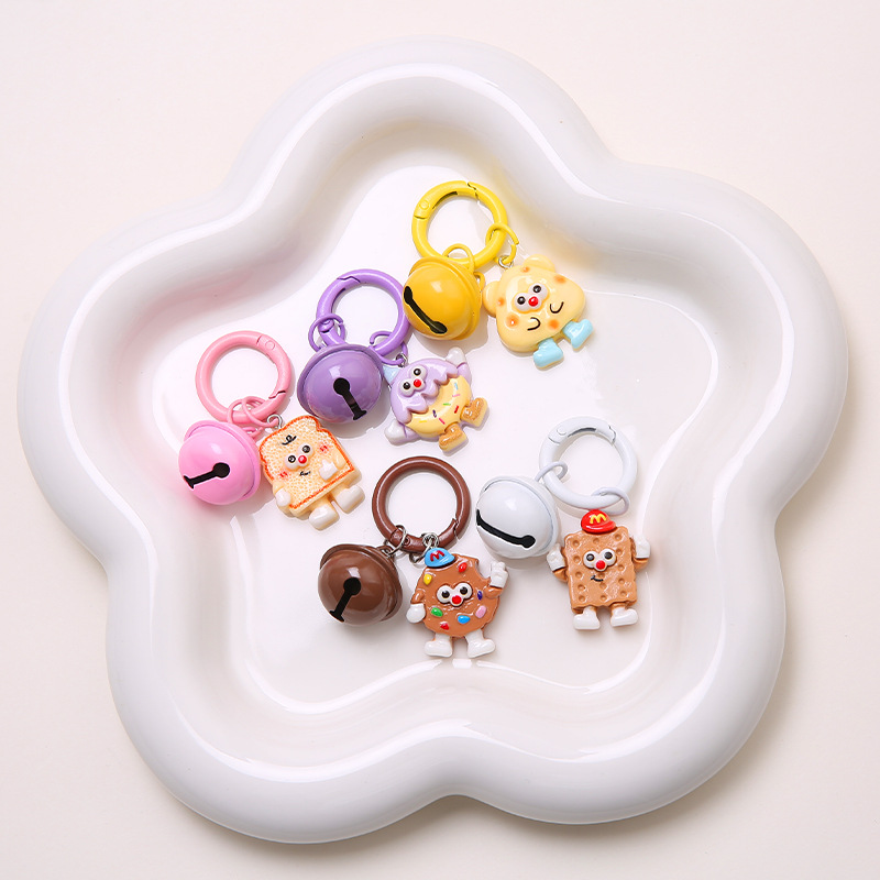 DIY creative simulation hands and feet cookies keychain pendant colorful bell spring buckle accessories ins style pendant