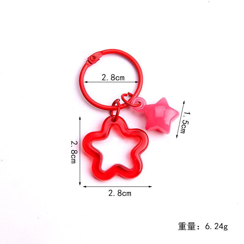 Creative handmade DIY colorful hollow five-pointed star and transparent five-pointed star keychain colorful painted bell pendant