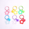Creative handmade DIY colorful hollow five-pointed star and transparent five-pointed star keychain colorful painted bell pendant
