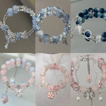 [Moxia] Chinese style blue wave bracelet, national trend, super fairy butterfly, versatile student bestie cool bracelet