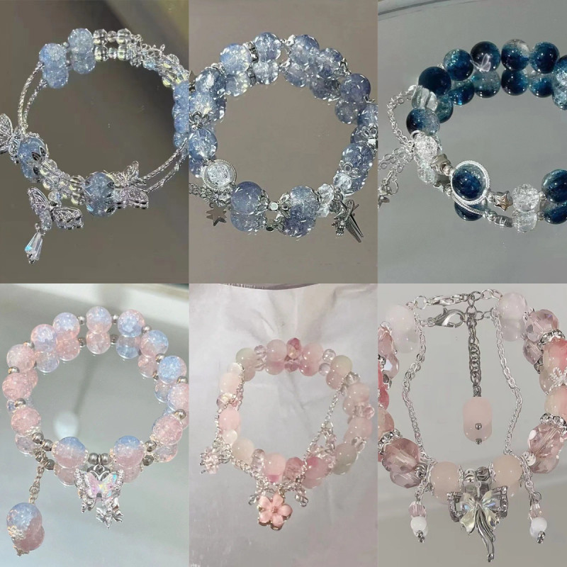 [Moxia] Chinese style blue wave bracelet, national trend, super fairy butterfly, versatile student bestie cool bracelet