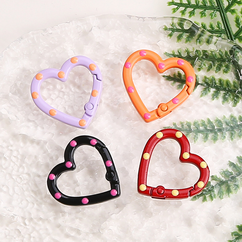 Handmade creative diy candy color simple love spring buckle love shaped open ring doll pendant bag pendant