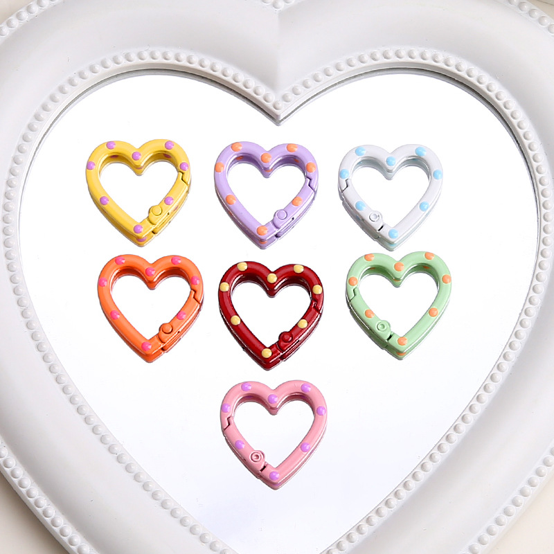 Handmade creative diy candy color simple love spring buckle love shaped open ring doll pendant bag pendant