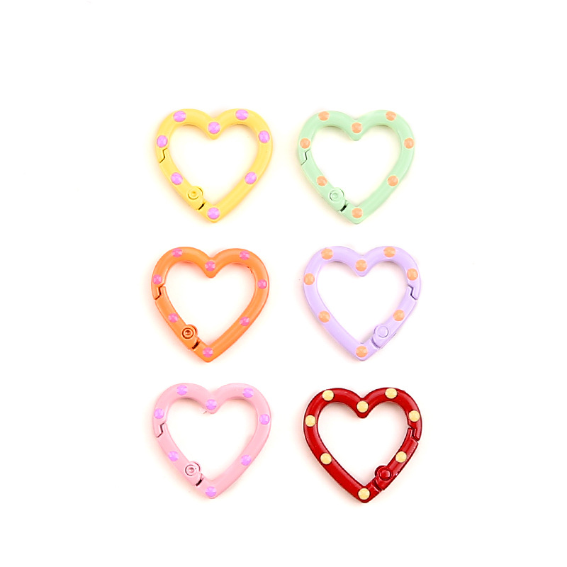 Handmade creative diy candy color simple love spring buckle love shaped open ring doll pendant bag pendant