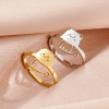 Japanese fashion personalized opening adjustable ring stainless steel cute cat women's hand accessories cross-border spot wholesale