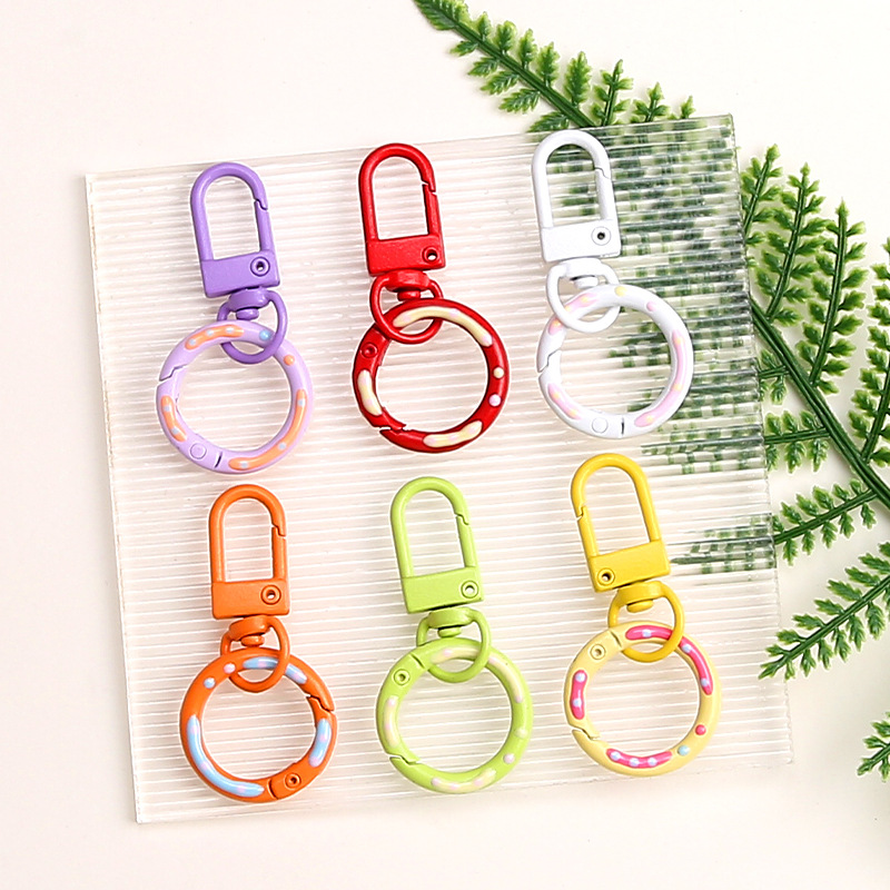 Candy color paint door buckle plus donut spring buckle diy key ring bag doll pendant bag pendant