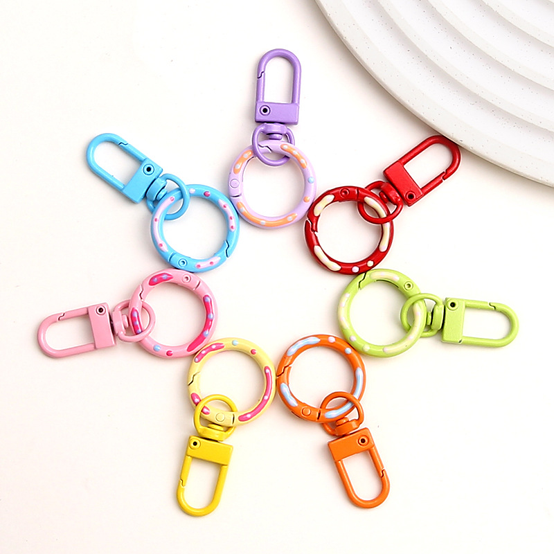 Candy color paint door buckle plus donut spring buckle diy key ring bag doll pendant bag pendant