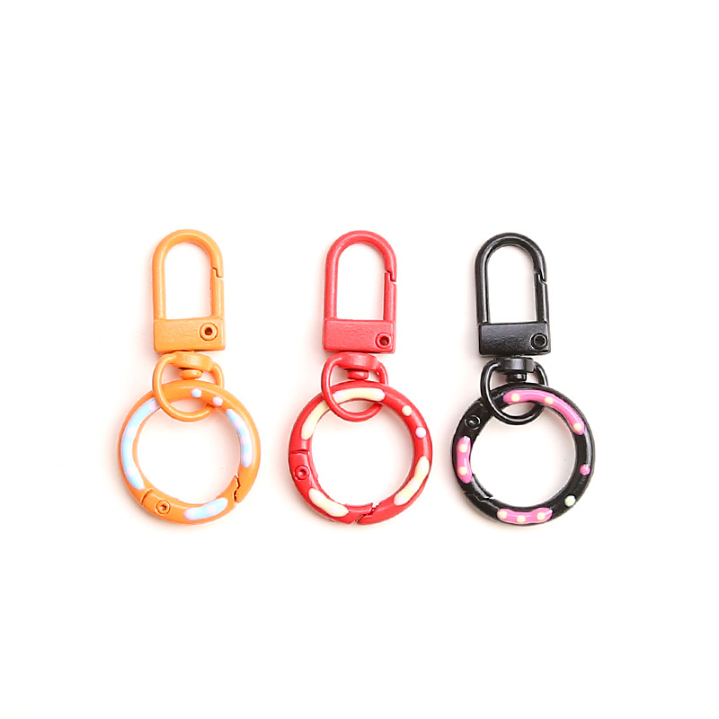 Candy color paint door buckle plus donut spring buckle diy key ring bag doll pendant bag pendant