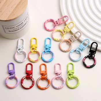 Candy color paint door buckle plus donut spring buckle diy key ring bag doll pendant bag pendant