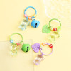 Colorful cute transparent cartoon resin bear bell keychain pendant love brand bell keychain jewelry