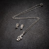 Korean style girls music series stainless steel note pendant necklace earrings three-piece jewelry set sweet jewelry