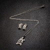 European and American cross-border stainless steel jewelry three-piece animal pug chihuahua gecko bird necklace earring set