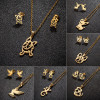 European and American cross-border stainless steel jewelry three-piece animal pug chihuahua gecko bird necklace earring set