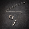 2025 autumn and winter new stainless steel plant stamen flowers palm leaf pendant earrings three-piece set wholesale