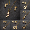 2025 autumn and winter new stainless steel plant stamen flowers palm leaf pendant earrings three-piece set wholesale