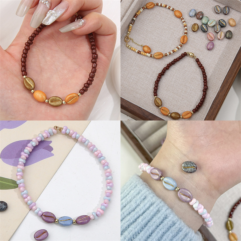 8x10mm acrylic Picasso coffee bean loose beads handmade DIY accessories beaded bracelet bracelet beads