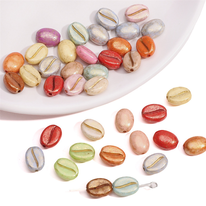 8x10mm acrylic Picasso coffee bean loose beads handmade DIY accessories beaded bracelet bracelet beads