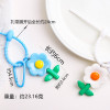 Cartoon colorful sunflower key chain pendant gourd buckle key ring candy color tie tie lanyard women's bag pendant