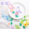 Cartoon colorful sunflower key chain pendant gourd buckle key ring candy color tie tie lanyard women's bag pendant