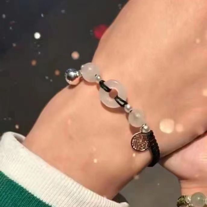 Fu brand bell safety buckle bracelet for women, braided bracelet, bestie couple style, gift for student girlfriend-S370