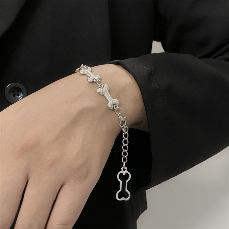 Gothic Irregular Puppy Bone Bracelet for Men and Women Couples Best Friend Accessories Simple and Medium